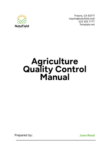 Free Agriculture Quality Control Manual Template to Edit Online