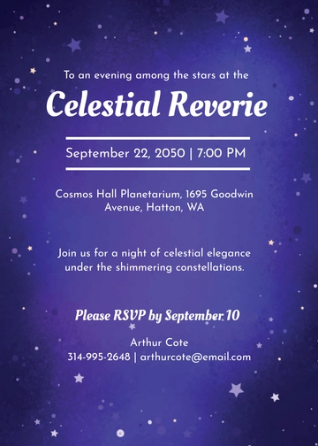 Free Elegant Space Themed Invitation Template to Edit Online