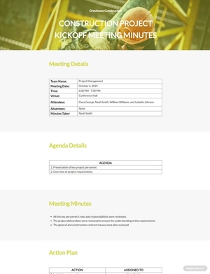 Kick off Construction Meeting Minutes Template