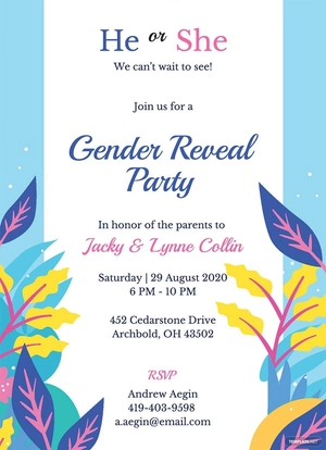 Gender Reveal Invitation Template