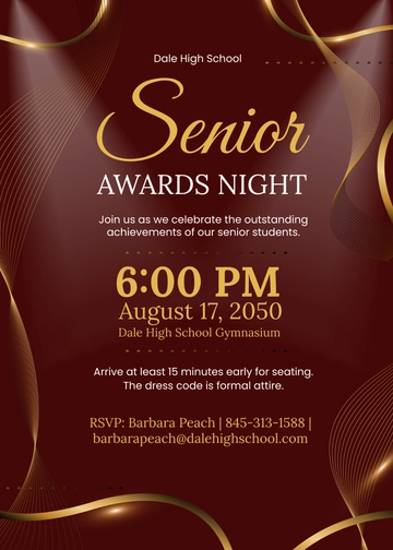 Free Senior Awards Night Invitation Template to Edit Online