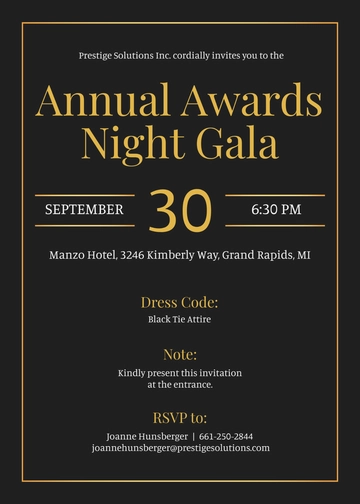 Free Event Awards Night Invitation Template to Edit Online