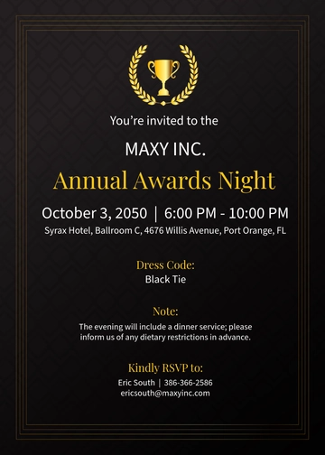 Free Program Awards Night Invitation Template to Edit Online