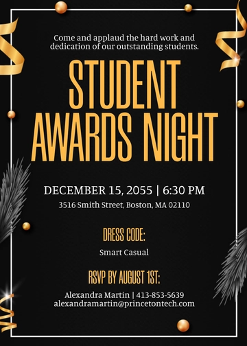 Free Student Awards Night Invitation Template to Edit Online