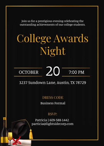 Free College Awards Night Invitation Template to Edit Online