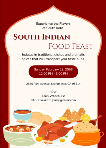 Free South Indian Food Invitation Template to Edit Online