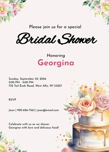 Free Bridal Shower Food Invitation Template to Edit Online