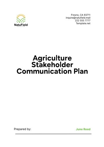 Free Agriculture Stakeholder Communication Plan Template to Edit Online