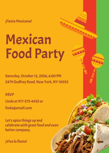 Free Mexican Food Party Invitation Template to Edit Online