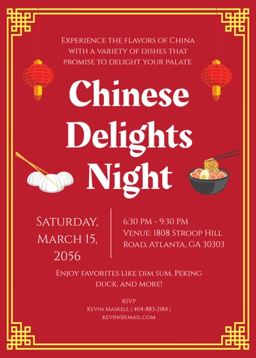 Free Chinese Food Invitation Template to Edit Online