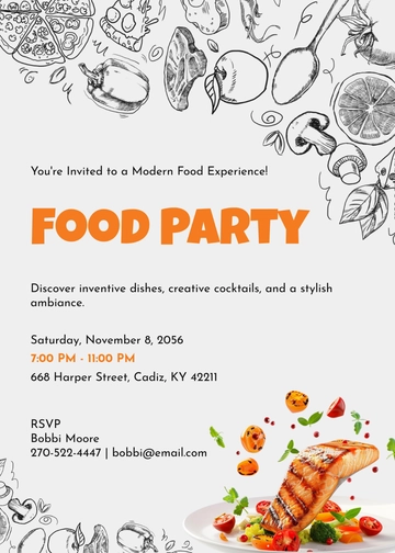 Free Modern Food Party Invitation Template to Edit Online
