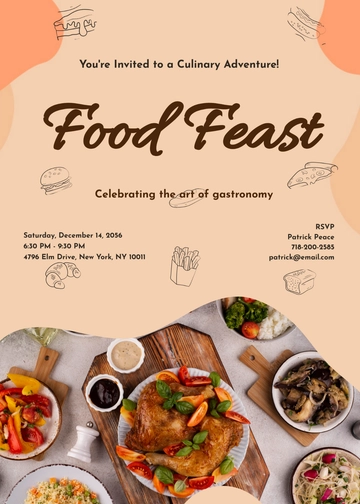 Free Food Invitation Template With Photo to Edit Online