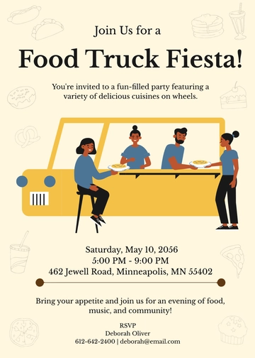 Free Food Truck Party Invitation Template to Edit Online