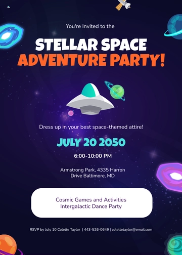 Free Galaxy Space Invitation Template to Edit Online