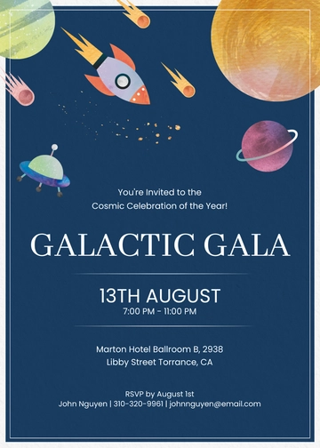 Free Space Party Invitation Template to Edit Online | Template.net