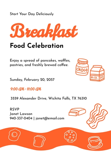 Free Breakfast Food Invitation Template to Edit Online