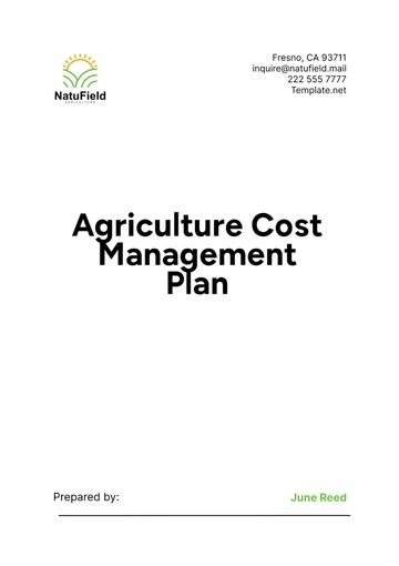 Free Agriculture Cost Management Plan Template to Edit Online