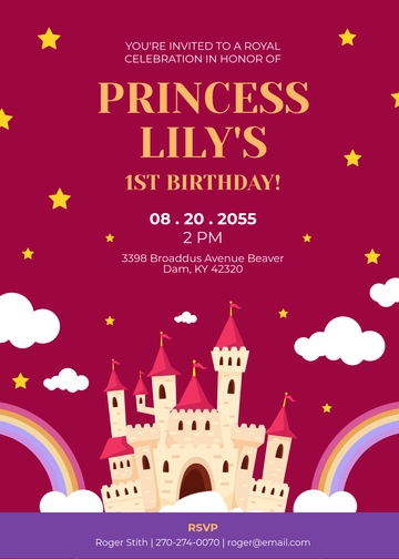 Free Princess 1st Birthday Invitation Template to Edit Online