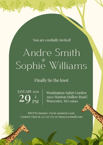Free Jungle Safari Wedding Invitation Template to Edit Online
