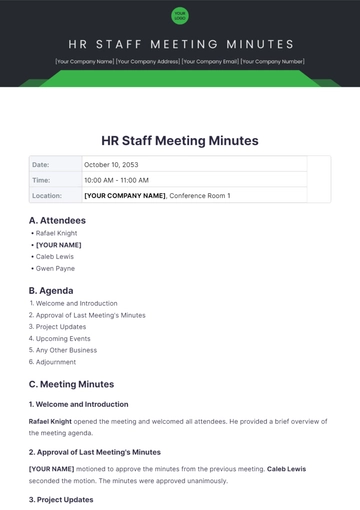 Free HR Staff Meeting Minutes Template to Edit Online