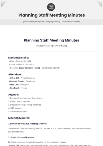 Free Planning Staff Meeting Minutes Template to Edit Online