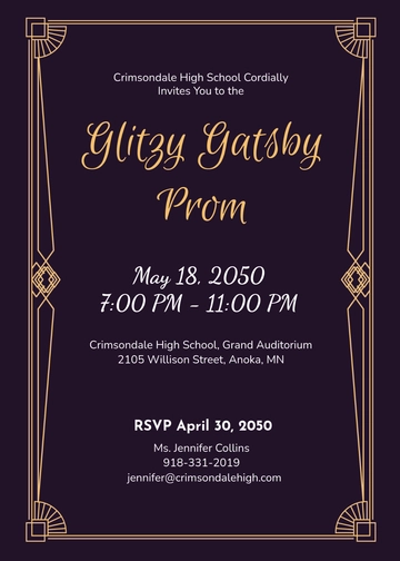 Free Glitzy Gatsby Prom Invitation Template to Edit Online