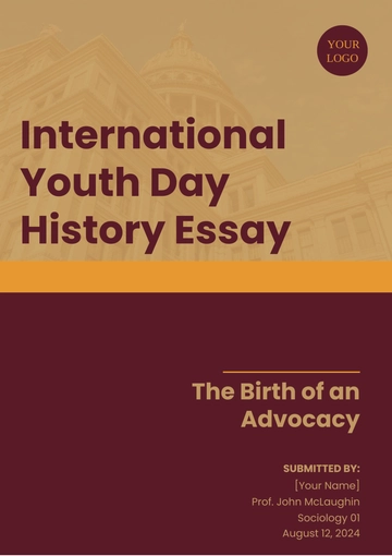 Free International Youth Day History Essay Template to Edit Online