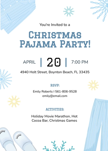 Free Christmas Pajama Party Invitation Template to Edit Online
