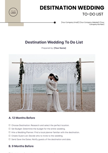 Free Destination Wedding To Do List Template to Edit Online