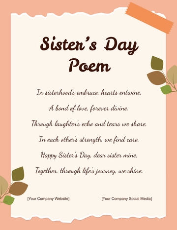 Free Sisters Day Poem Template to Edit Online