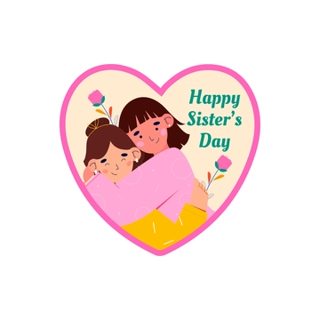 Free Sisters Day Sticker Template to Edit Online