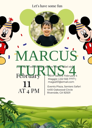 Free Mickey Mouse Safari Invitation Template to Edit Online