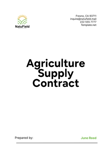 Free Agriculture Supply Contract Template to Edit Online