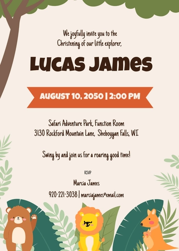 Free Safari Invitation Template For Christening to Edit Online