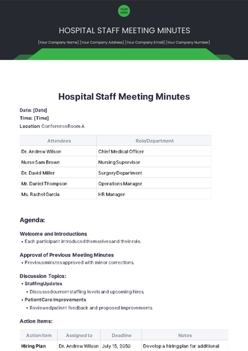 Free Hospital Staff Meeting Minutes Template to Edit Online