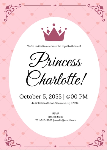 Free Royal Princess Birthday Invitation Template to Edit Online