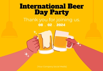Free International Beer Day Party Card Template to Edit Online