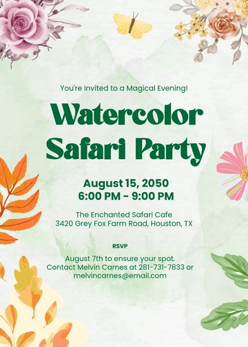 Free Watercolor Safari Invitation Template to Edit Online