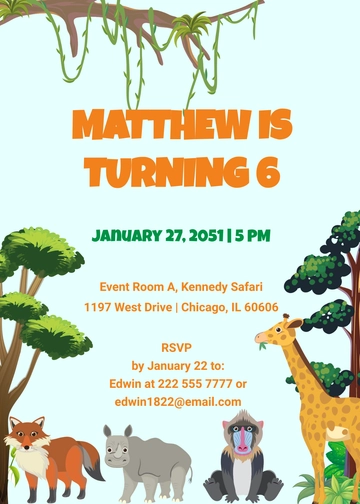 Free Jungle Safari Party Invitation Template to Edit Online