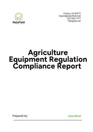 Free Agriculture Equipment Regulation Compliance Report Template to Edit Online
