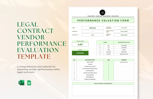 Legal Contract Vendor Performance Evaluation Template
