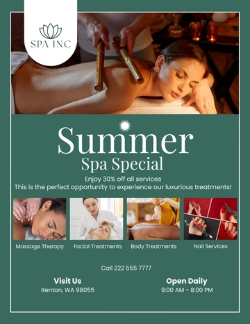 Free Spa Announcement Flyer Template to Edit Online