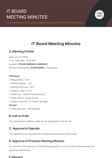 Free IT Board Meeting Minutes Template to Edit Online