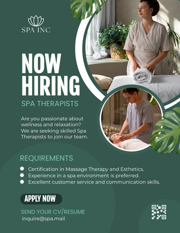 Free Spa Job Flyer Template to Edit Online