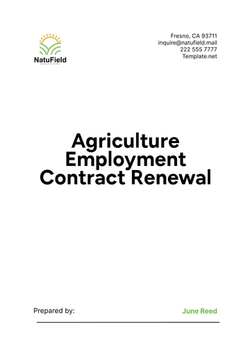 Free Agriculture Employment Contract Renewal Template to Edit Online