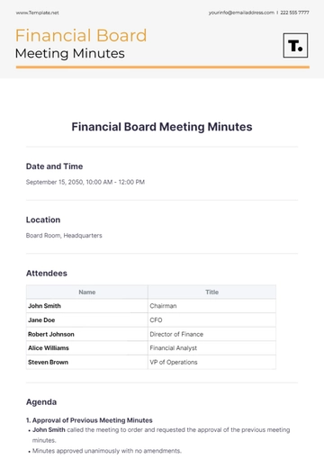 Free Financial Board Meeting Minutes Template to Edit Online