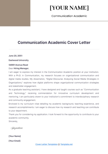 Free Communication Academic Cover Letter to Edit Online