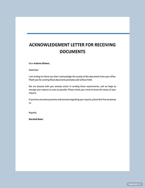 Acknowledgement Letter for Receiving Documents