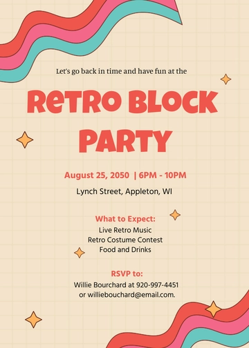 Free Retro Block Party Invitation Template to Edit Online