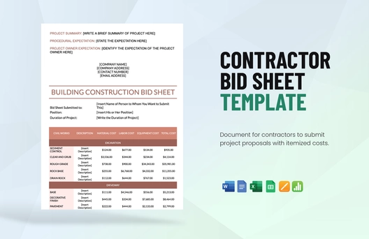 Contractor Bid Sheet Template